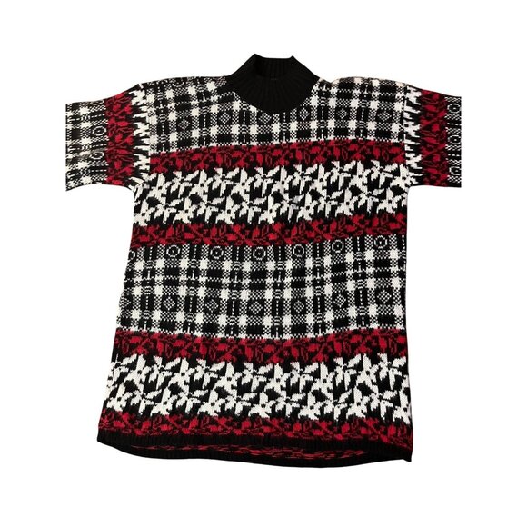 Vintage American Pride Sweater Womens L Red Black White Knit USA Made Used 80/90 - Picture 12 of 12